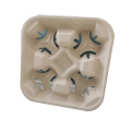 Biodegradable bagasse Fiber 4 compartment Cup Holder Tray